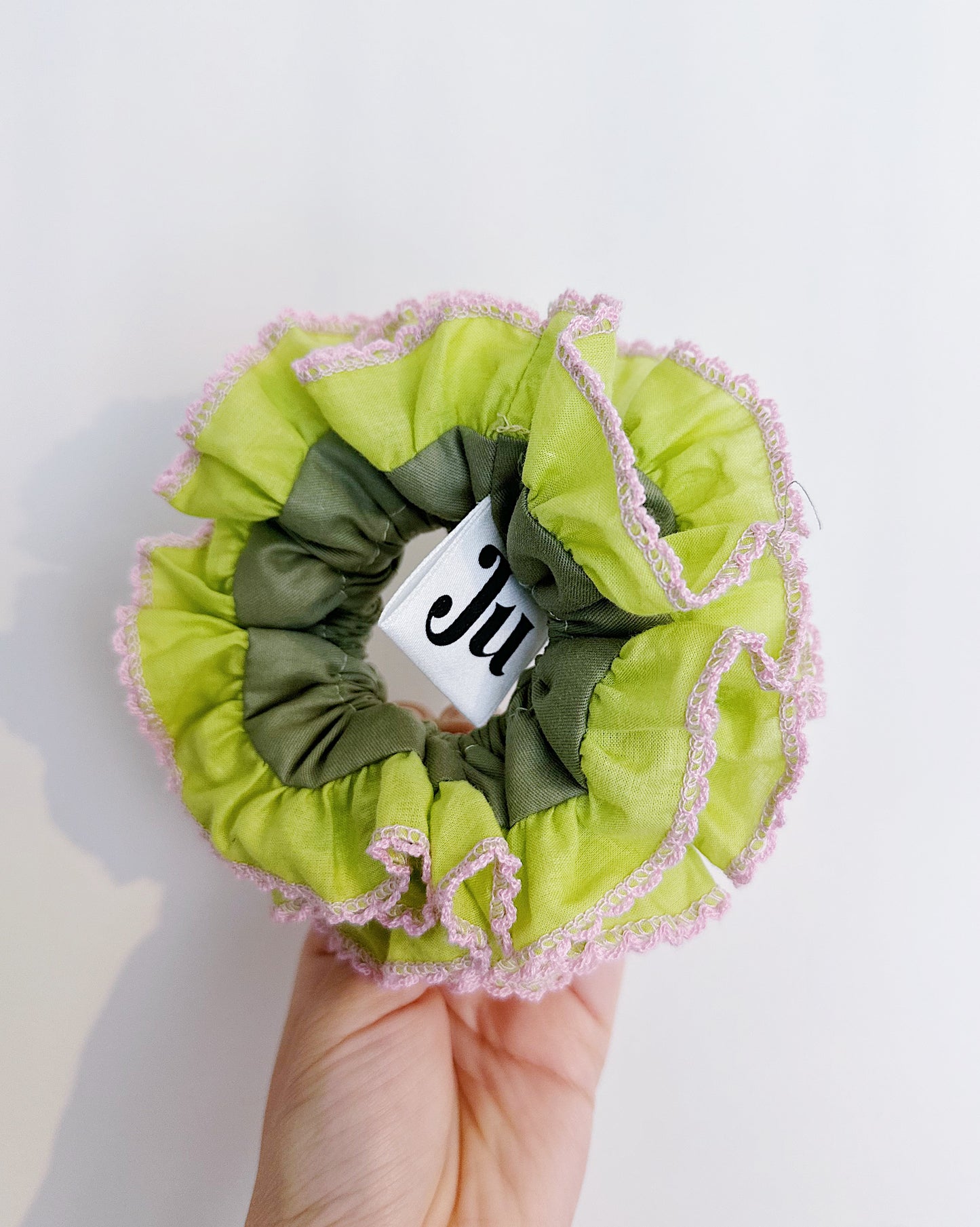 Statement Green ruffle Scrunchies