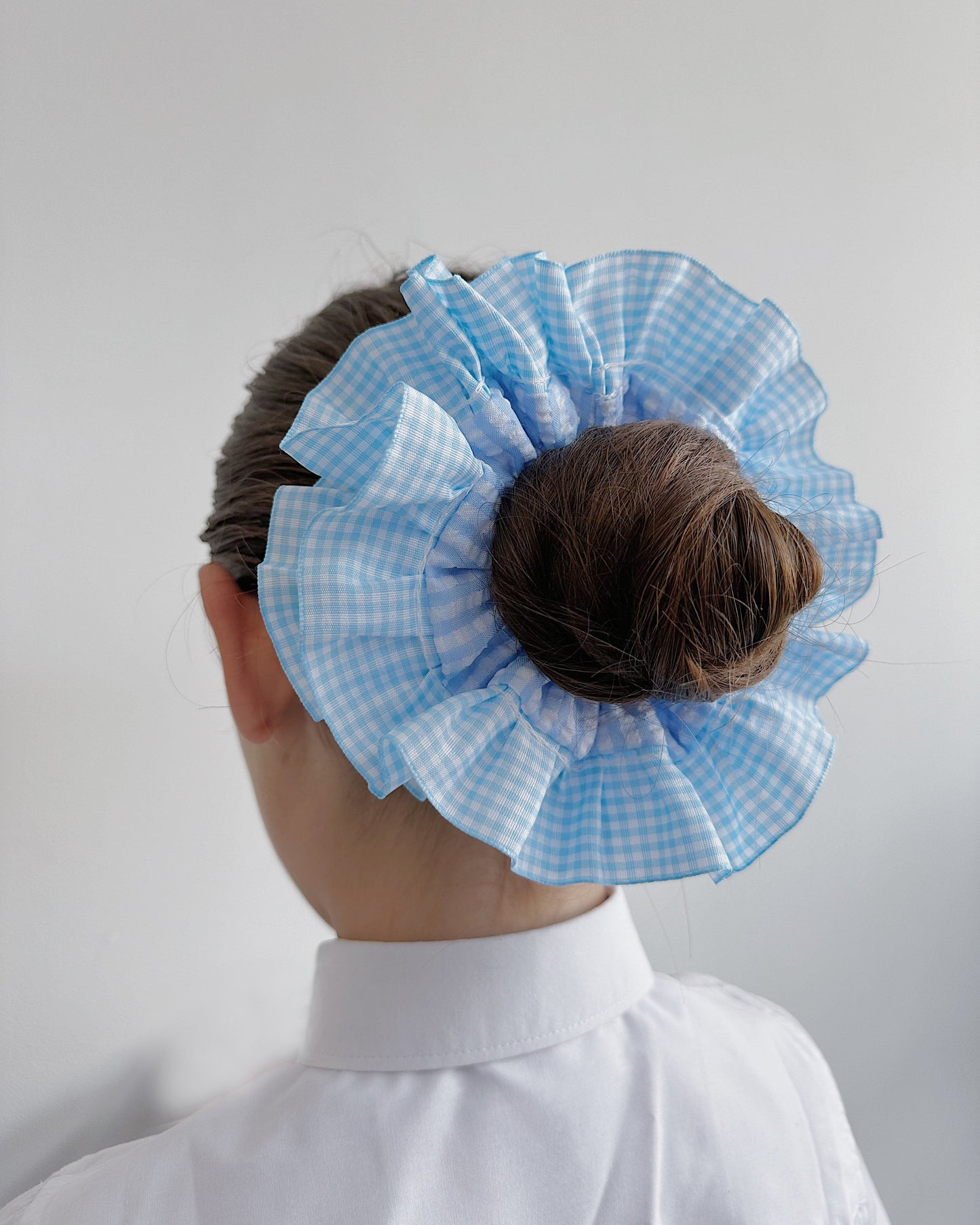 Statement Blue Gingham Scrunchies