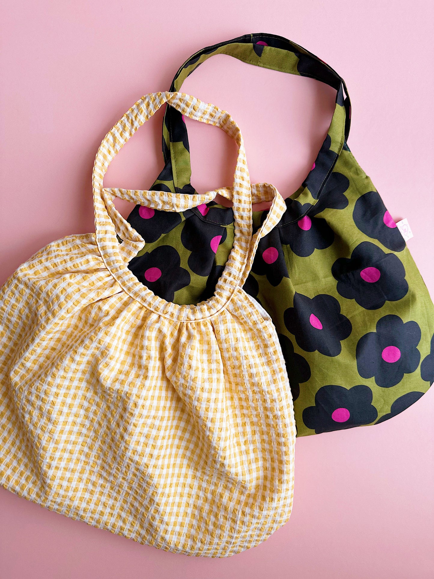 Mustard Yellow Gingham Bubble Tote Bag