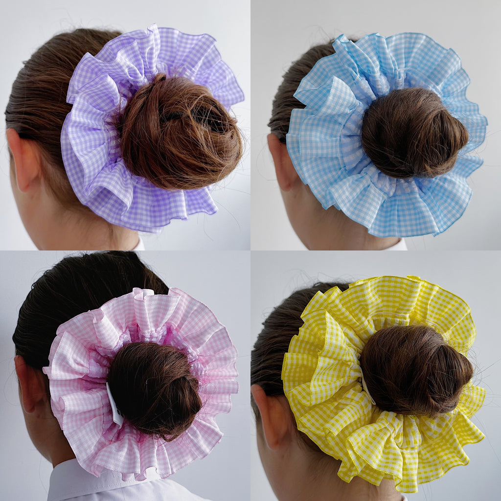 Statement Black Gingham Scrunchies