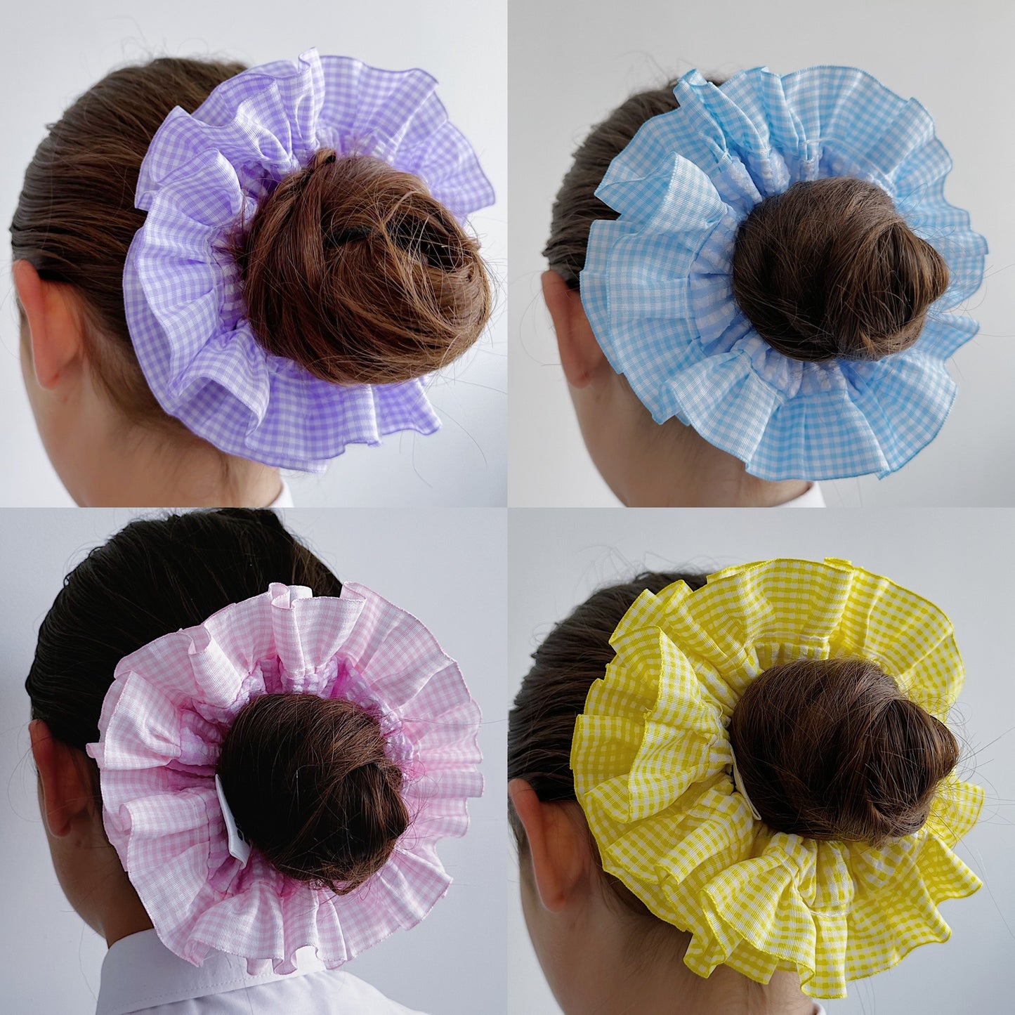 Statement Black Gingham Scrunchies