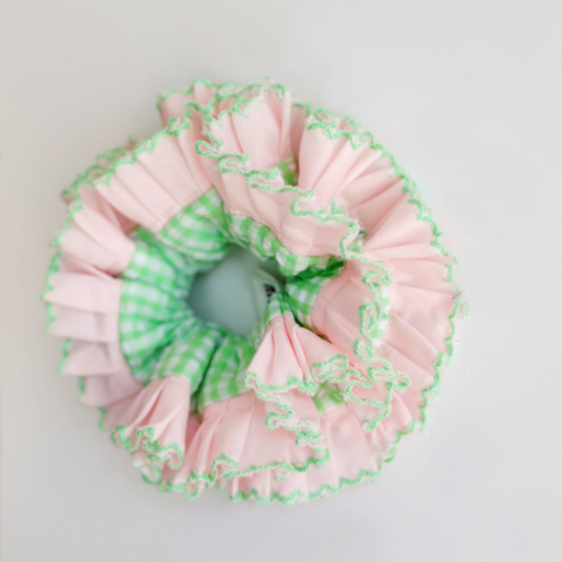 Statement Green Gingham Scrunchies