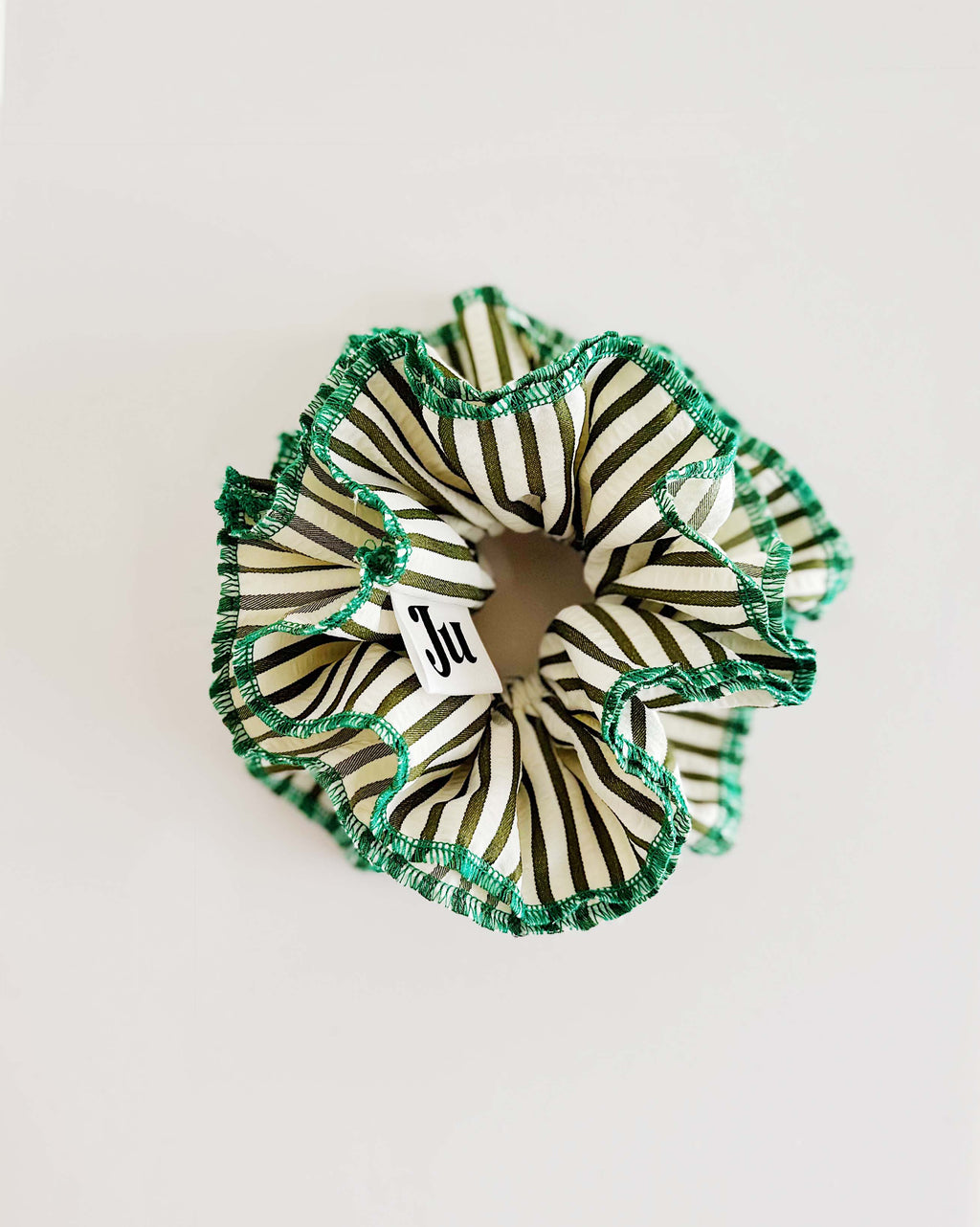 Statement Green Stripe Scrunchies