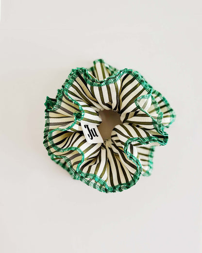 Statement Green Stripe Scrunchies