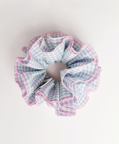 Statement Blue & Pink Gingham Scrunchies
