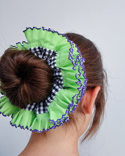 Statement Black Gingham Scrunchies