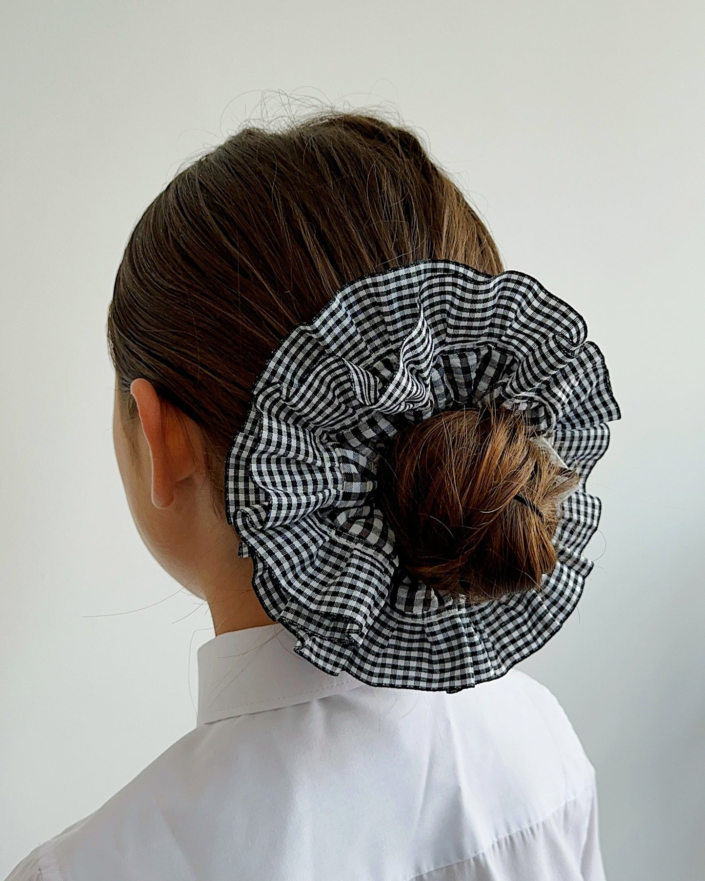 Statement Black Gingham Scrunchies
