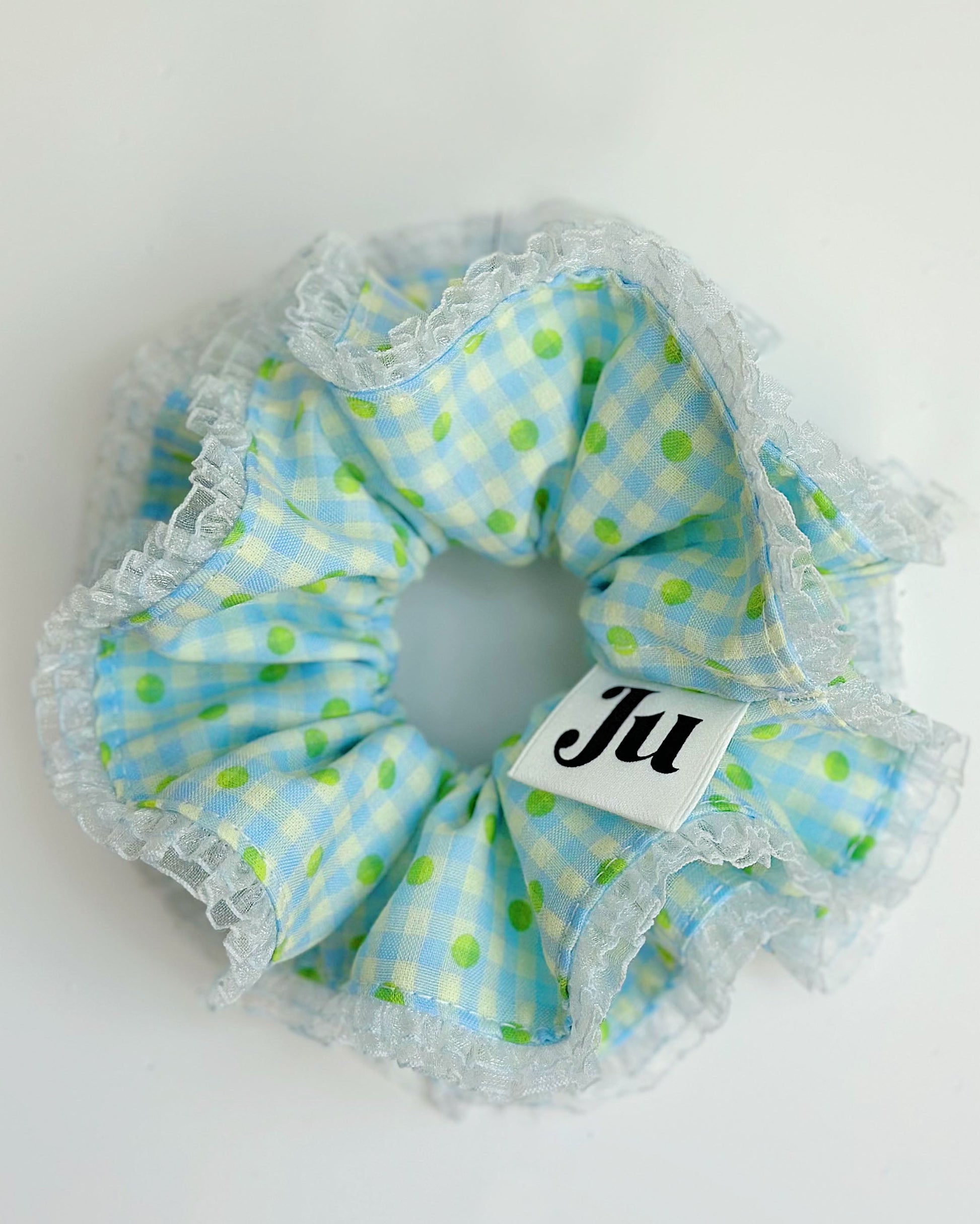 Oversized Blue Gingham Statement Scrunchies