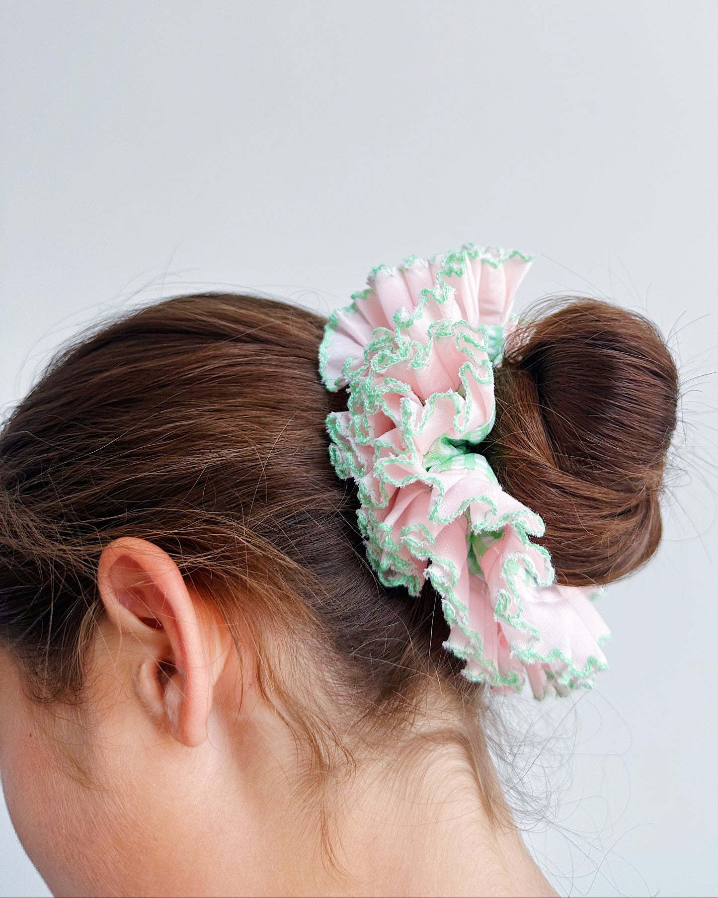 Statement Green Gingham Scrunchies