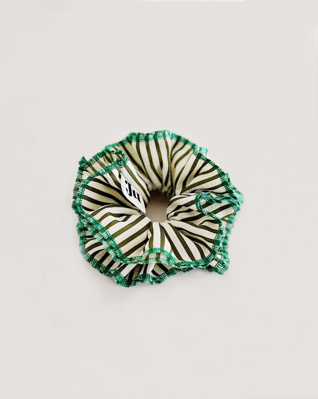 Statement Green Stripe Scrunchies