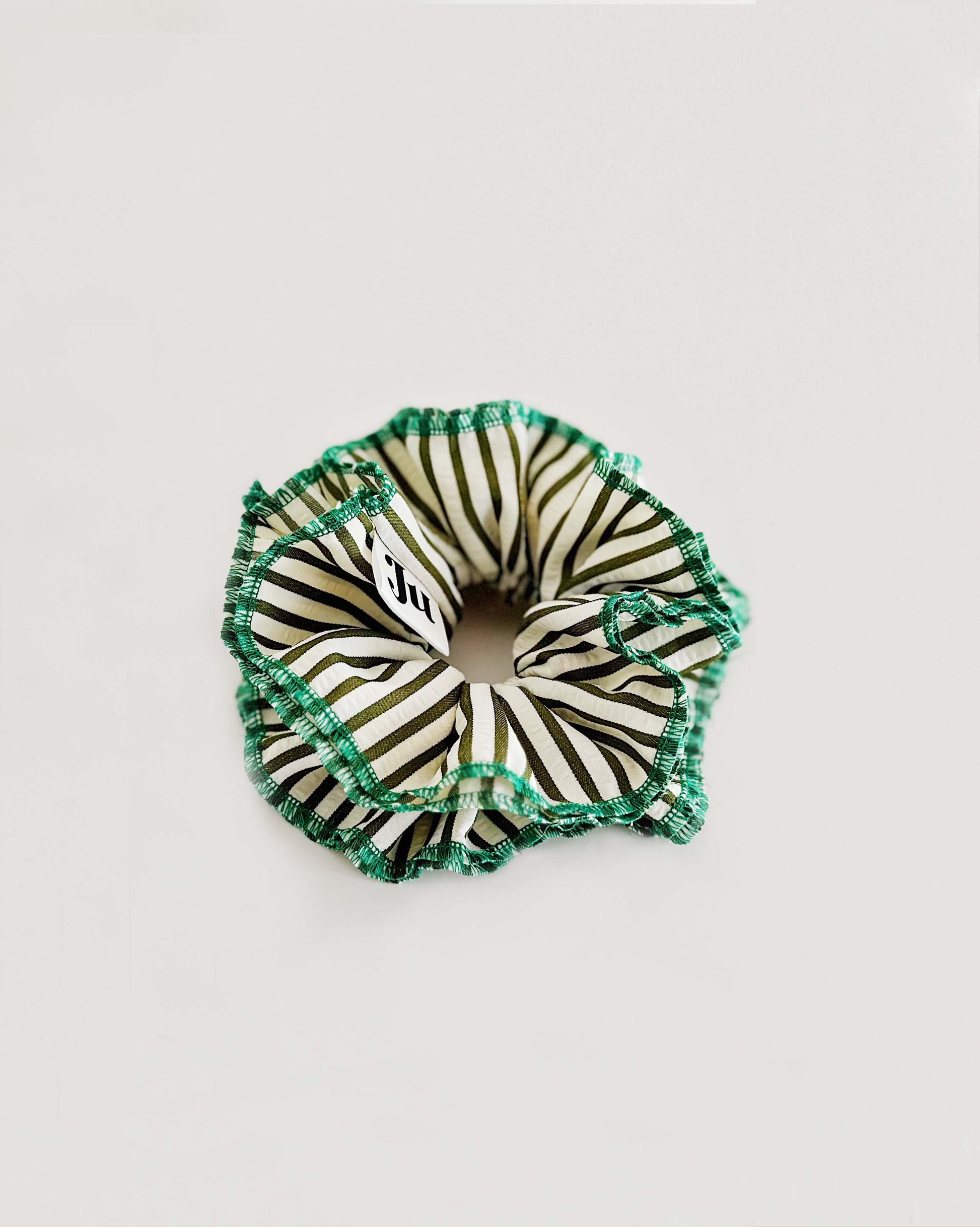 Statement Green Stripe Scrunchies