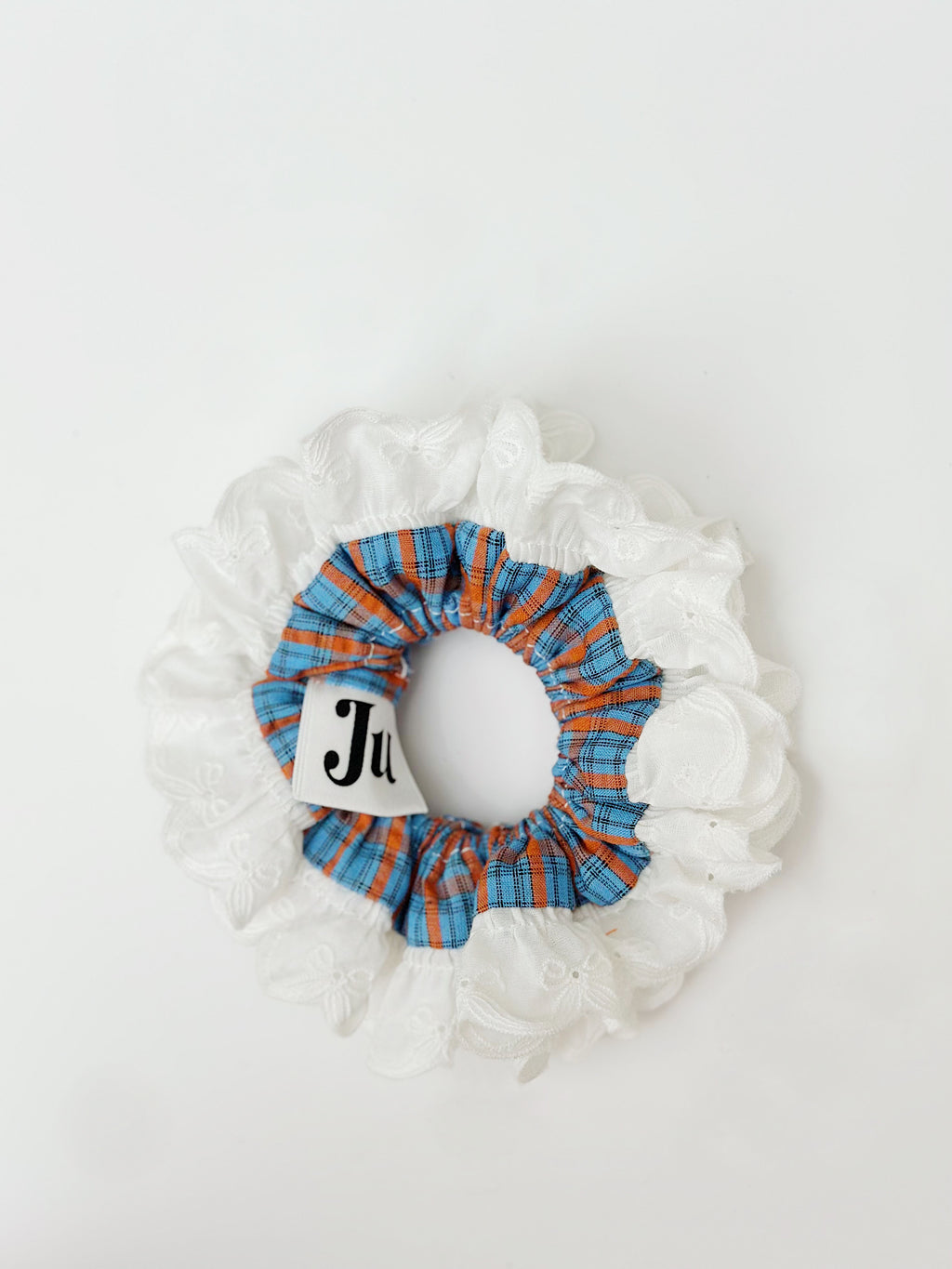 Oversized Blue&Orange gingham Scrunchies