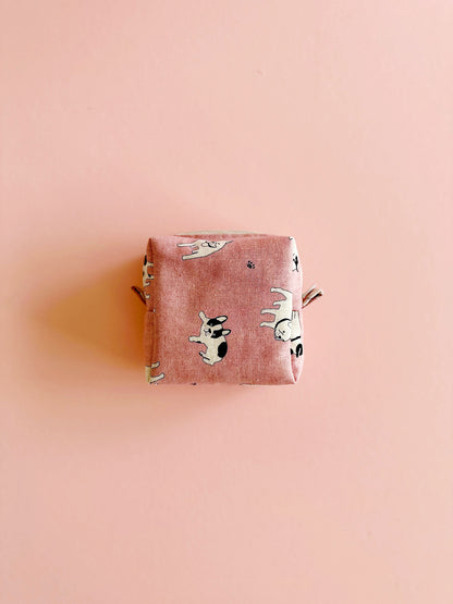 Cute Dog Print Zipper Pouch - 10cm Square Coin Purse, Small Dog Lover Gift, Minimalist Storage Bag, Puppy Pattern Cosmetic Bag