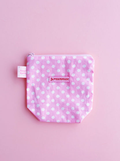 Cute Illustrated Pouch | Zip Polka Dot Cosmetic Bag
