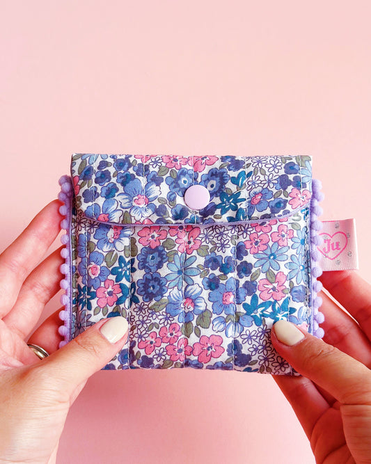 Cute Pom-Pom Snap Pouch, Pastel Cottagecore Wallet