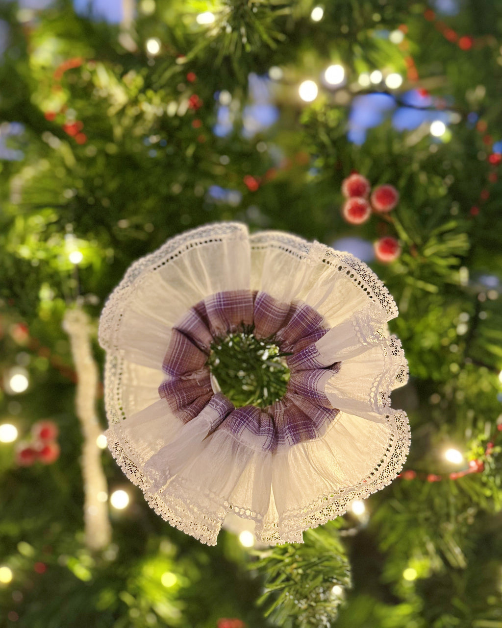 Purple Tartan oversized Organza Scrunchies