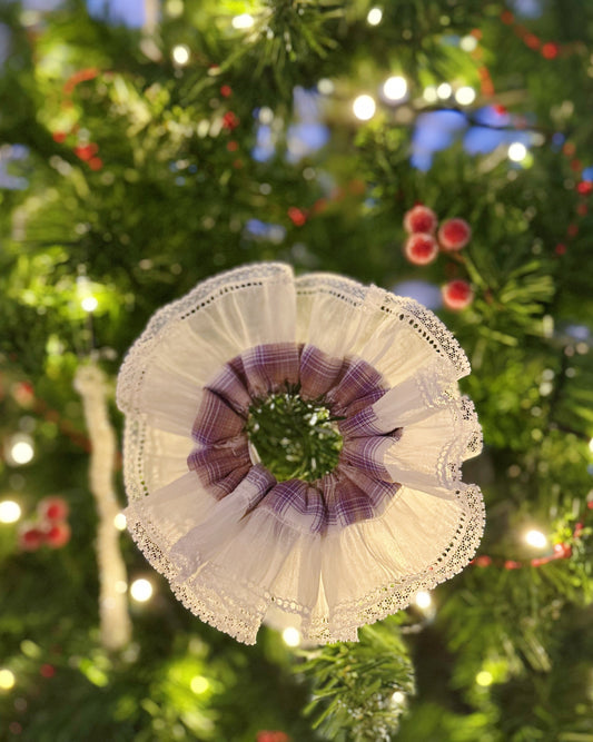 Purple Tartan oversized Organza Scrunchies