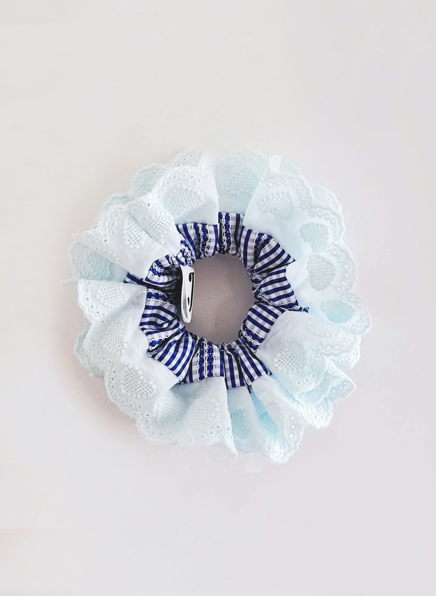Oversized Blue Gingham Ruffles Scrunchies