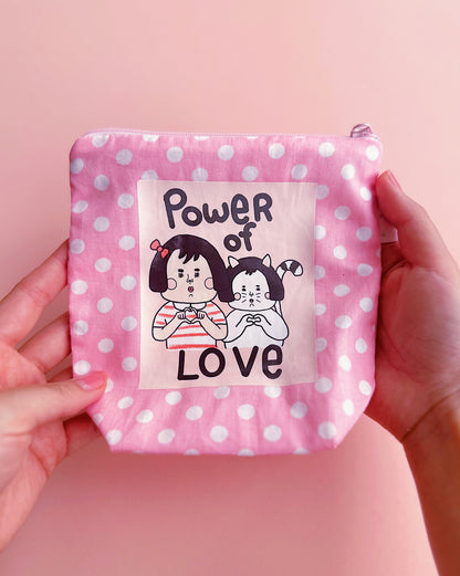 Cute Illustrated Pouch | Zip Polka Dot Cosmetic Bag