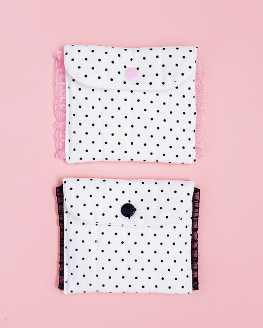 Polk Dot Snap Pouch Coin Purse | Handmade Lace Small Organizer