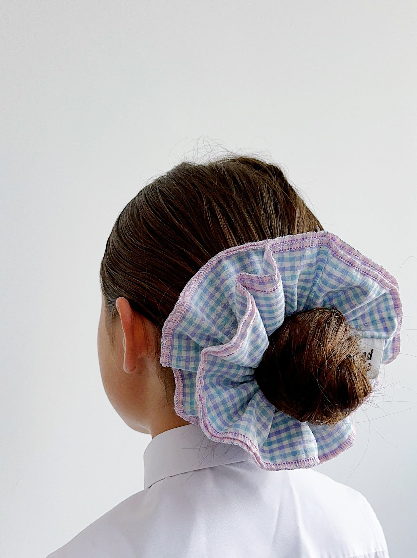 Statement Blue & Pink Gingham Scrunchies