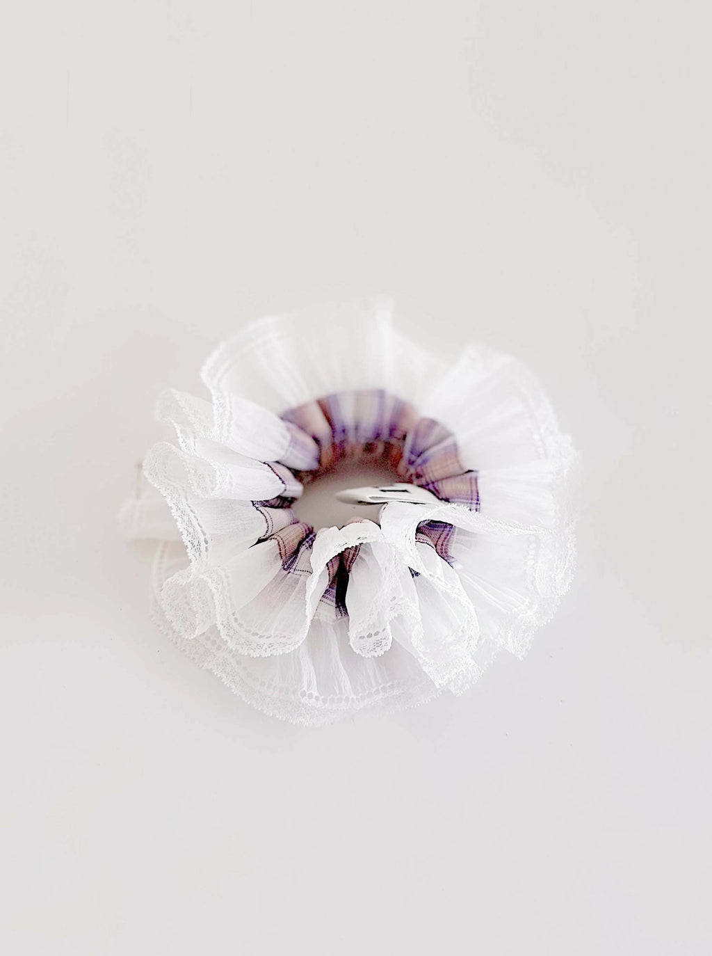 Purple Tartan oversized Organza Scrunchies