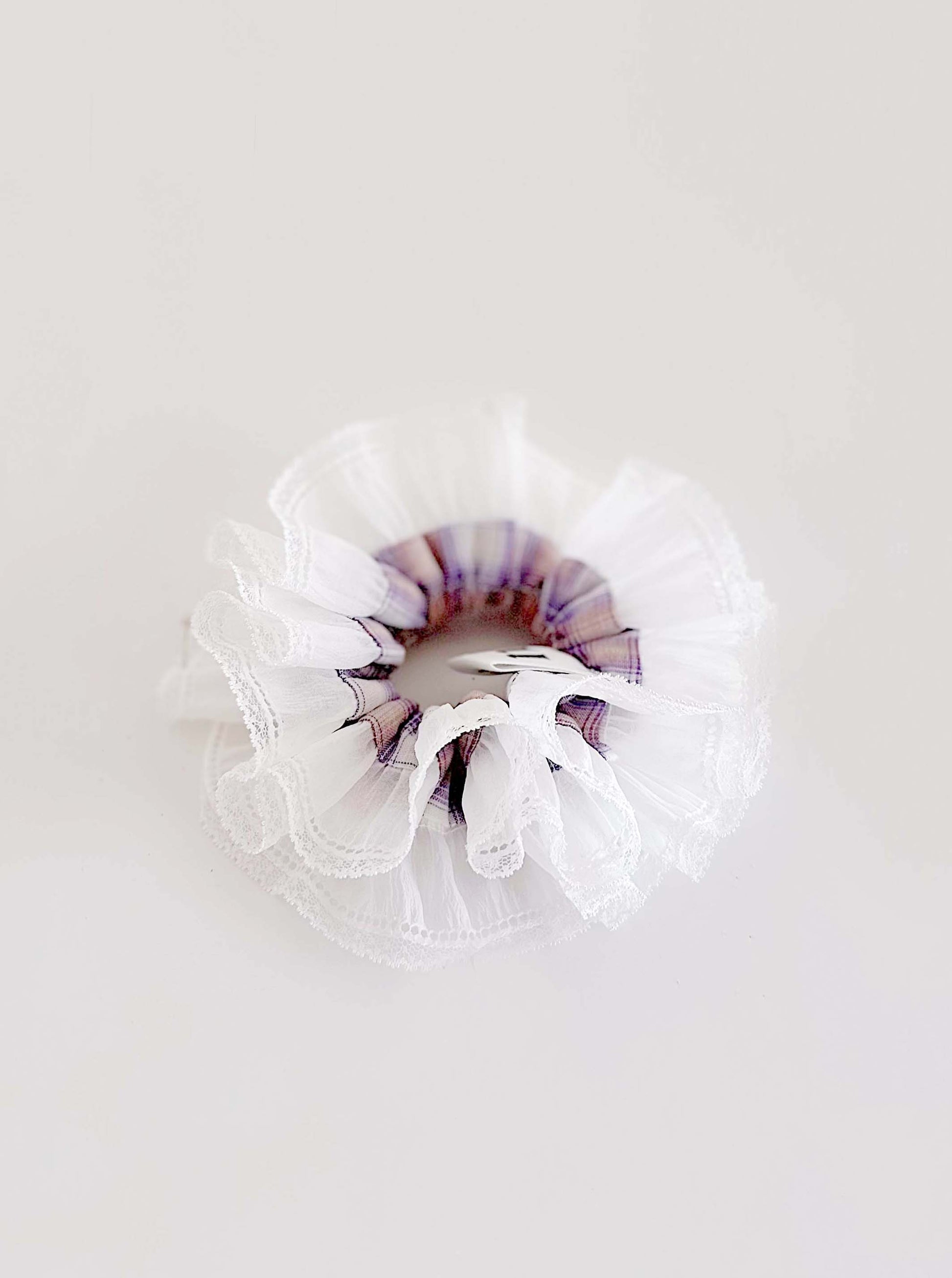 Purple Tartan oversized Organza Scrunchies