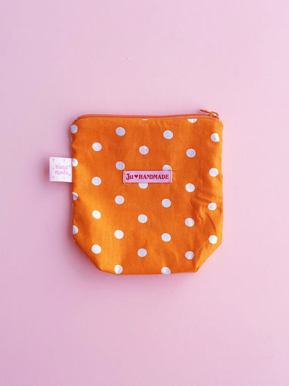 Cute Illustrated Pouch | Zip Polka Dot Cosmetic Bag