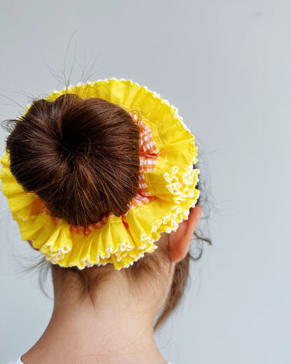Statement Yellow Gingham Scrunchies