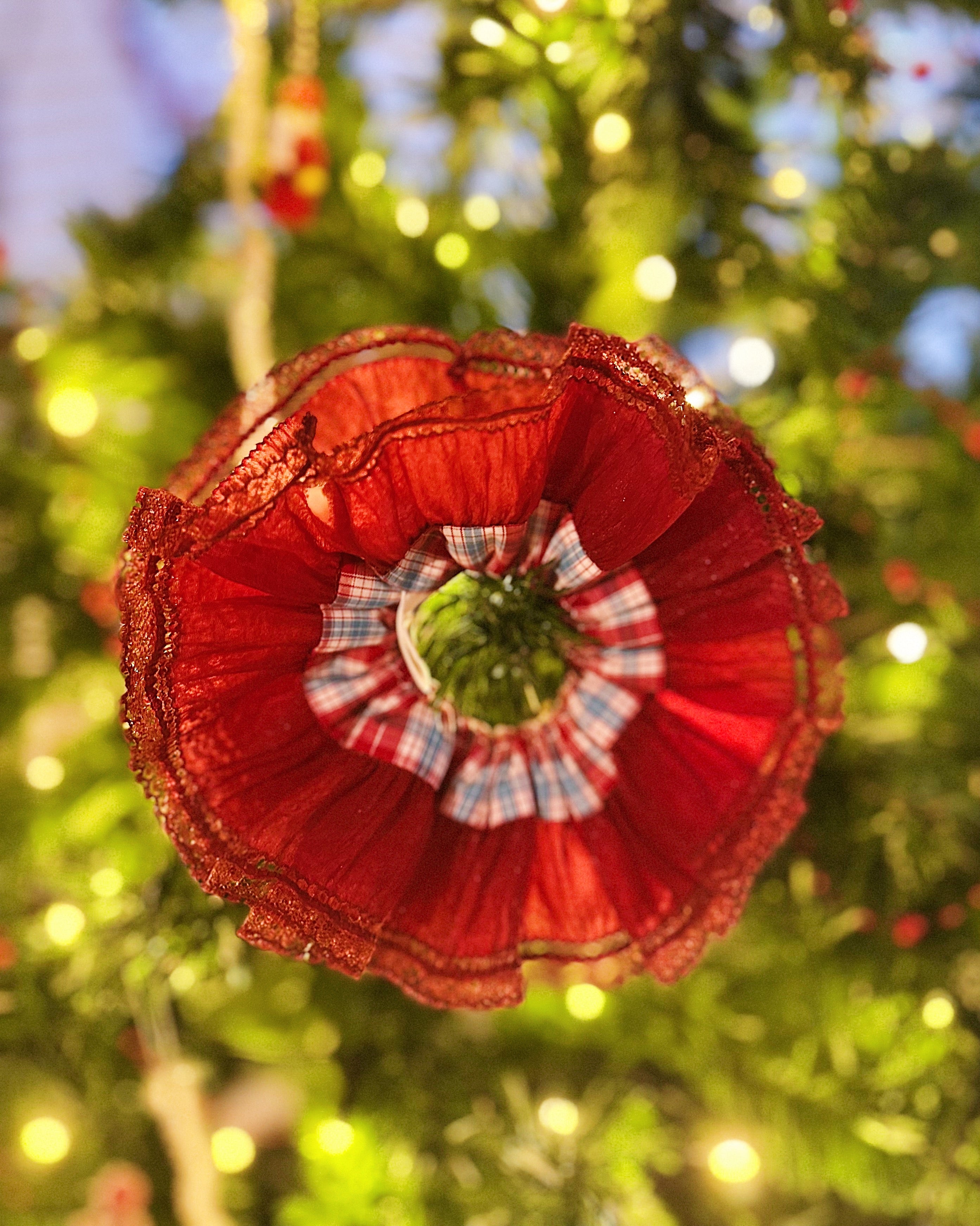 Crimson Charm Lace Scrunchie – Christmas Ruffle Hair Accessory