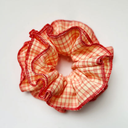Statement Orange Gingham 4 Layers Scrunchie