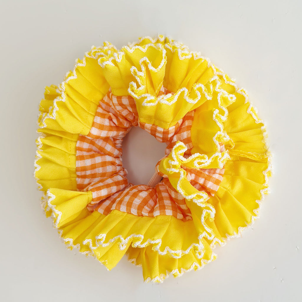 Statement Yellow Gingham Scrunchies