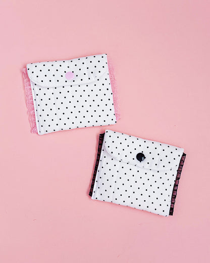 Polk Dot Snap Pouch Coin Purse | Handmade Lace Small Organizer