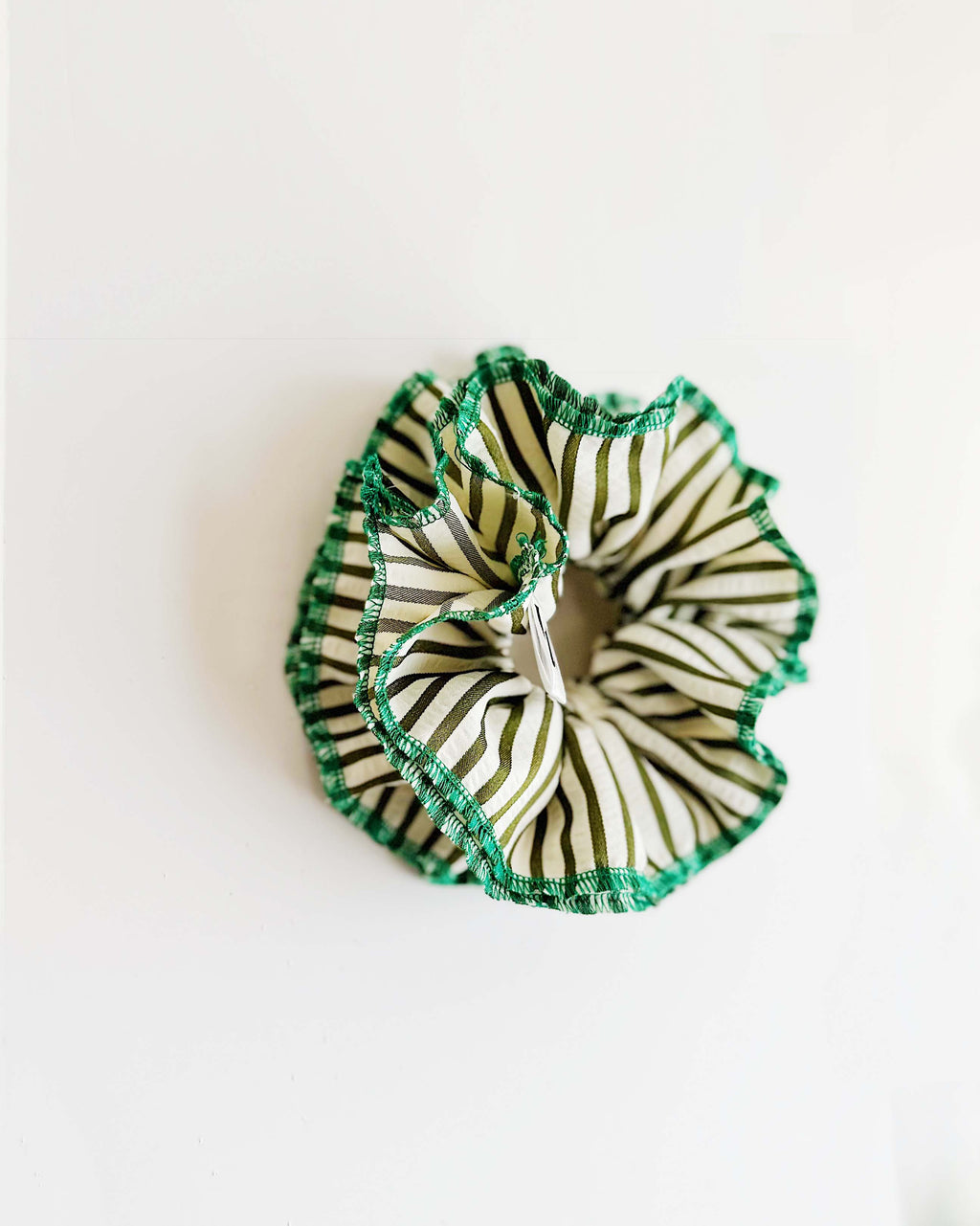 Statement Green Stripe Scrunchies