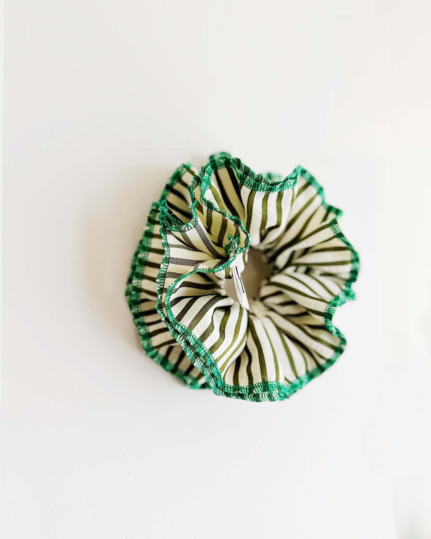Statement Green Stripe Scrunchies