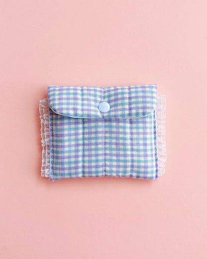 Handmade Lace Coin Purse | Pastel Gingham Snap Pouch