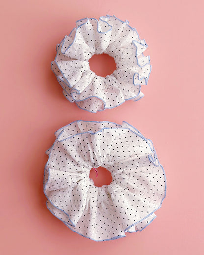 Oversized Polka Dot Frill Scrunchie