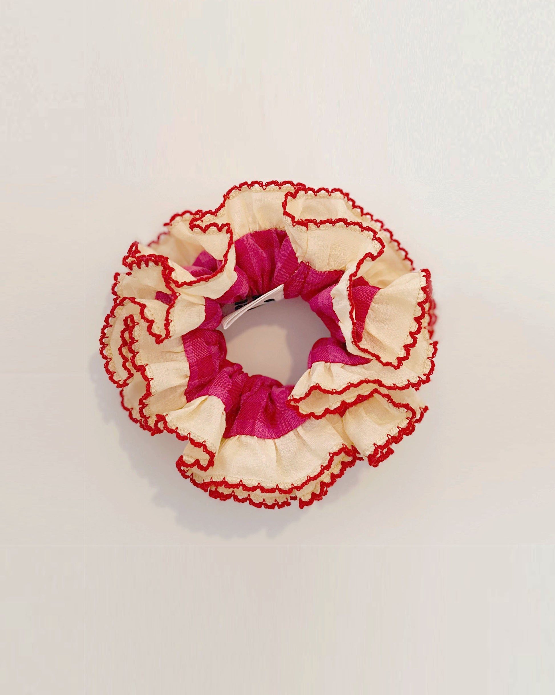 Red Gingham Frilly Scrunchies