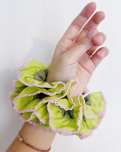 Statement Green ruffle Scrunchies