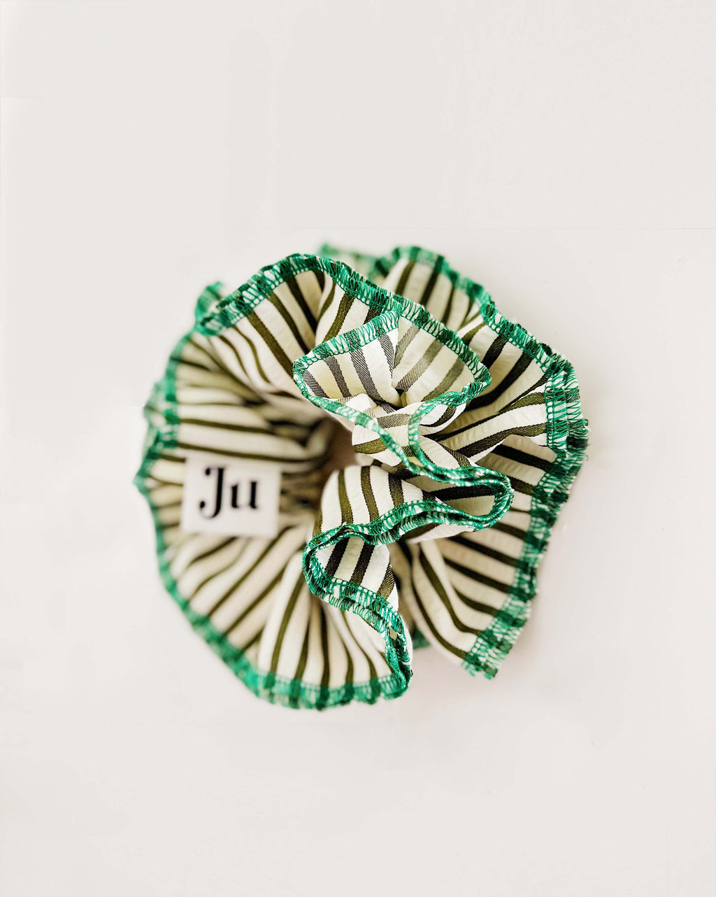 Statement Green Stripe Scrunchies