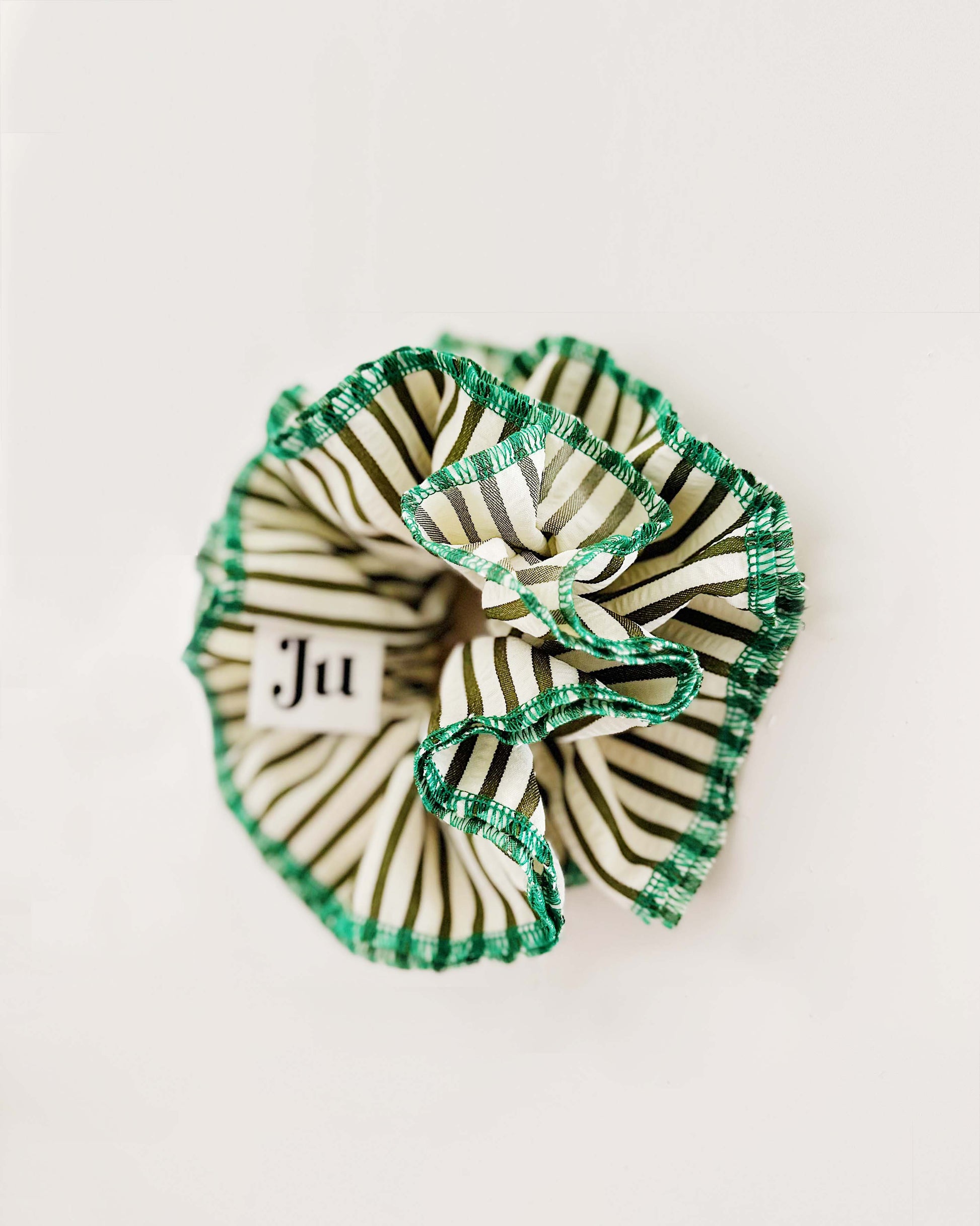 Statement Green Stripe Scrunchies