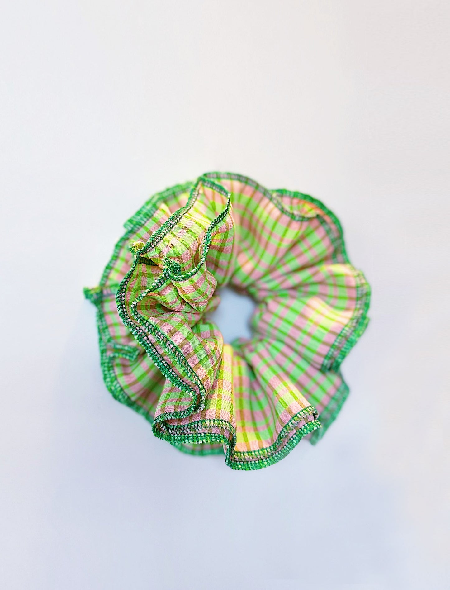 Statement Green&Pink Gingham Scrunchies