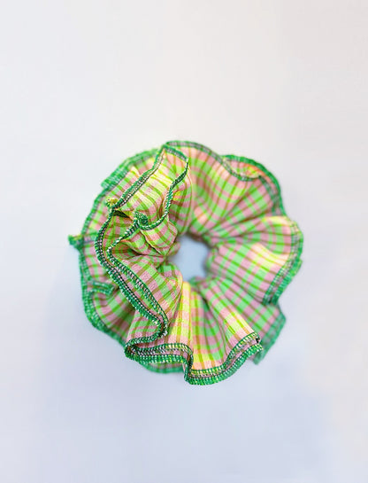Statement Green&Pink Gingham Scrunchies