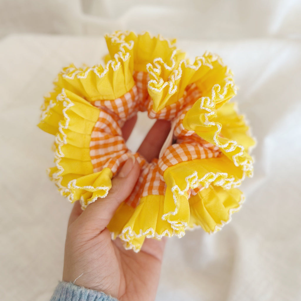 Statement Yellow Gingham Scrunchies