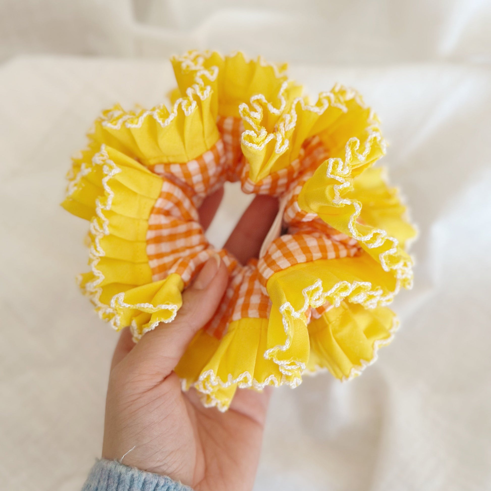 Statement Yellow Gingham Scrunchies