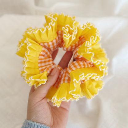 Statement Yellow Gingham Scrunchies