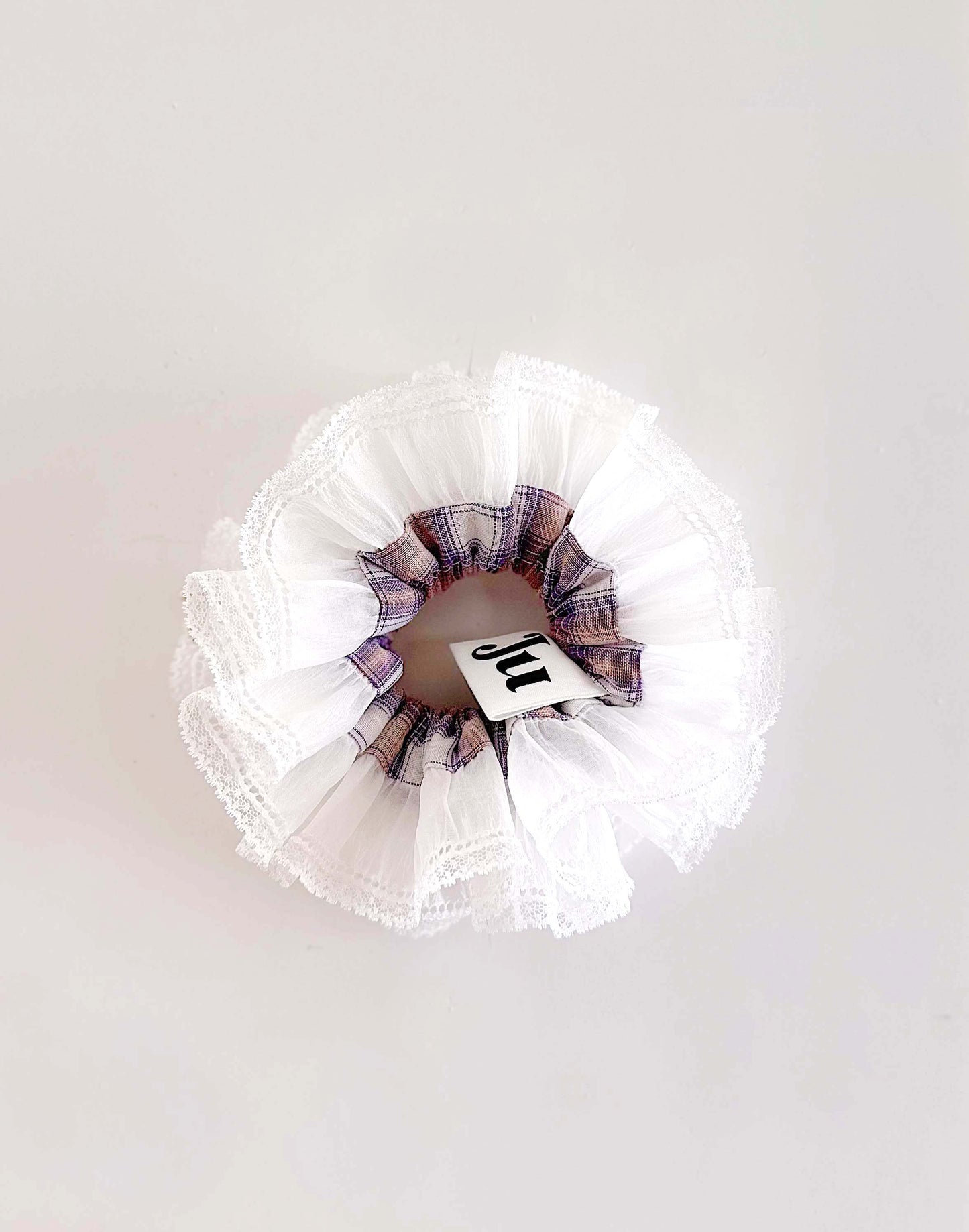 Purple Tartan oversized Organza Scrunchies
