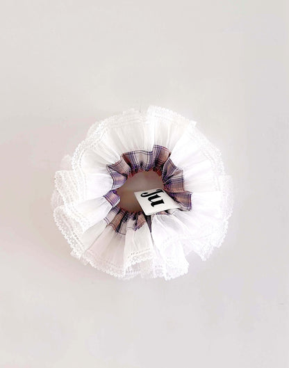 Purple Tartan oversized Organza Scrunchies