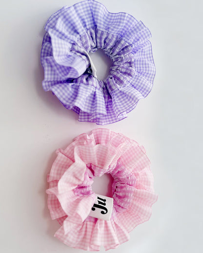 Statement Pink Gingham Scrunchies
