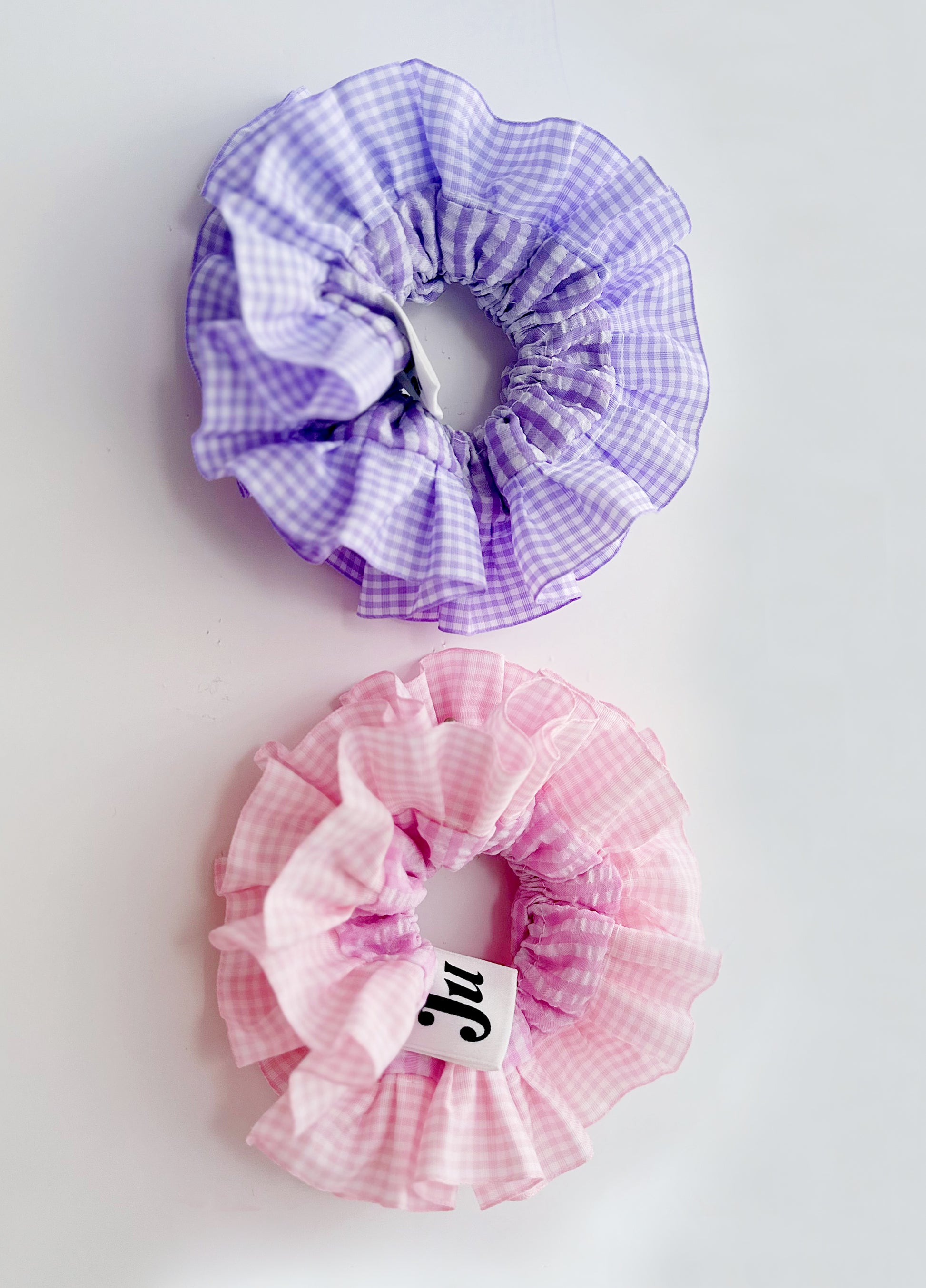 Statement Purple Gingham Scrunchies